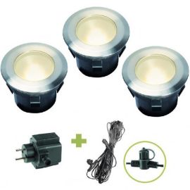 Larch, 3 svítidla+kabelový rozvod+transformátor, nerez LD