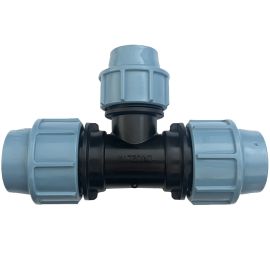 T-kus na PE potrubí redukován 32 mm x 25 mm x 32 mm